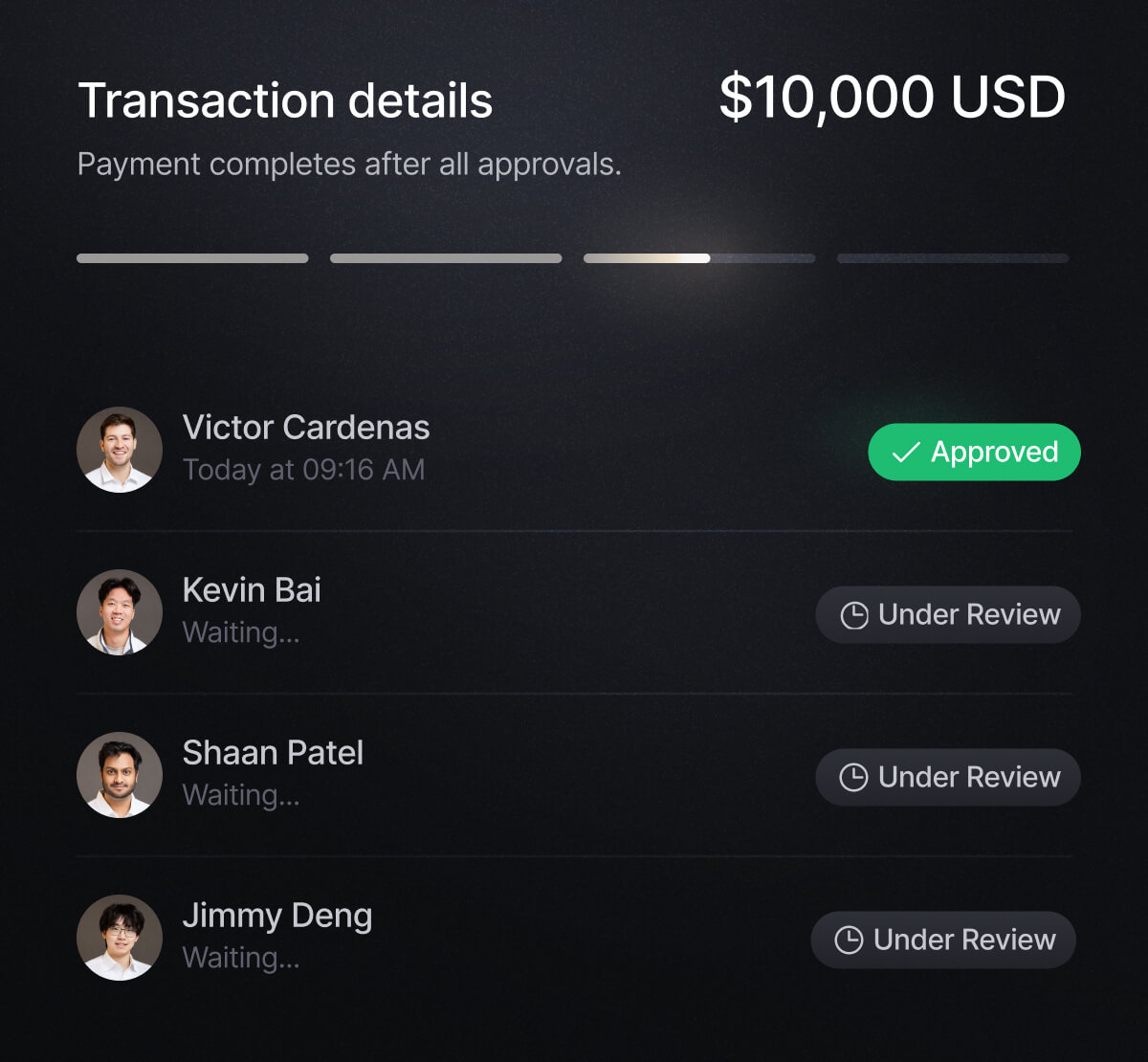 Multi step payment approvals