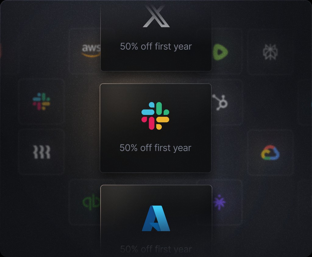 Slash member perks showing partner offers like 50% off first year