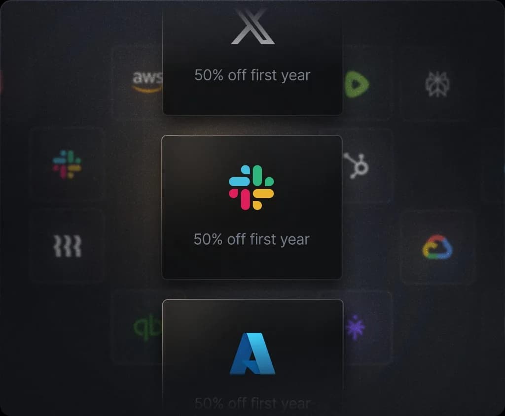 Slash member perks showing partner offers like 50% off first year